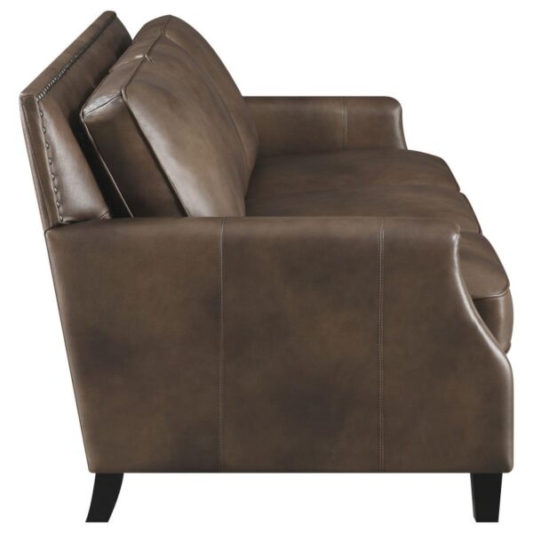Leaton upholstered recessed arms sofa brown sugar 509441 by coaster furniture 19