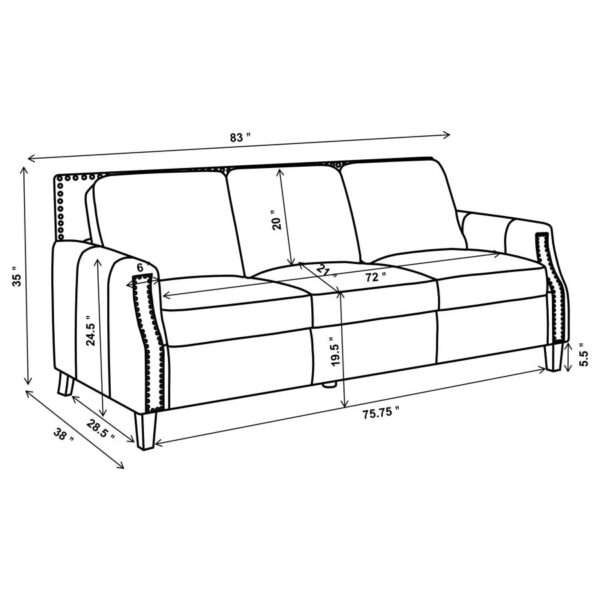 Leaton upholstered recessed arms sofa brown sugar 509441 by coaster furniture 22