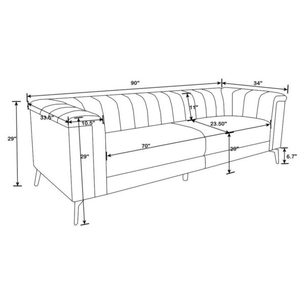 Chalet tuxedo arm sofa blue 509211 by coaster furniture 16