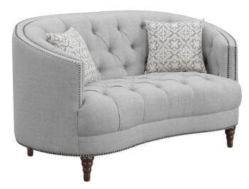 Avonlea Sloped Arm Upholstered Loveseat Trim Gray 505642 by Coaster Furniture
