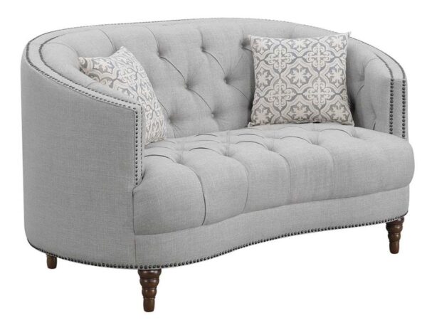 Avonlea Sloped Arm Upholstered Loveseat Trim Gray 505642 by Coaster Furniture 10