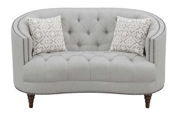 Avonlea Sloped Arm Upholstered Loveseat Trim Gray 505642 by Coaster Furniture 14