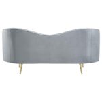 Sophia Upholstered Loveseat with Camel Back Gray and Gold 506865 by Coaster Furniture Luxury Loveseats Mobilia Cleopatra 24 Sophia Upholstered Loveseat with Camel Back Gray and Gold 506865 by Coaster Furniture 24
