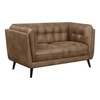 Thatcher Upholstered Button Tufted Loveseat Brown 509422 by Coaster Furniture