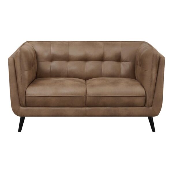 Thatcher Upholstered Button Tufted Loveseat Brown 509422 by Coaster Furniture 7