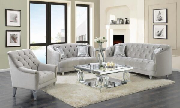 Avonlea Sloped Arm Tufted Loveseat Gray 508462 by Coaster Furniture 11