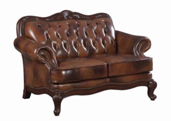 Victoria Tufted Back Loveseat Tri-tone and Brown 500682 by Coaster Furniture