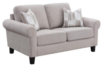 Nadine Upholstered Round Arm Loveseat Oatmeal 509782 by Coaster Furniture