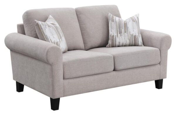 Nadine Upholstered Round Arm Loveseat Oatmeal 509782 By Coaster Furniture | Mobilia Cleopatra Nadine Upholstered Round Arm Loveseat Oatmeal 509782 by Coaster Furniture