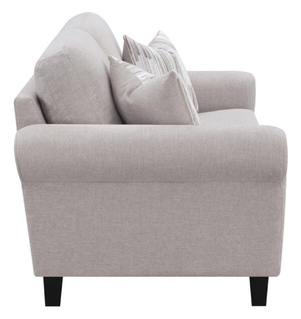 Nadine Upholstered Round Arm Loveseat Oatmeal 509782 by Coaster Furniture 9