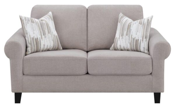 Nadine Upholstered Round Arm Loveseat Oatmeal 509782 by Coaster Furniture 10