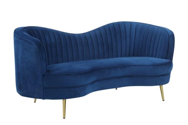 Sophia Upholstered Camel Back Loveseat Blue 506862 by Coaster Furniture 10