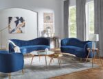 Sophia Upholstered Camel Back Loveseat Blue 506862 by Coaster Furniture 18
