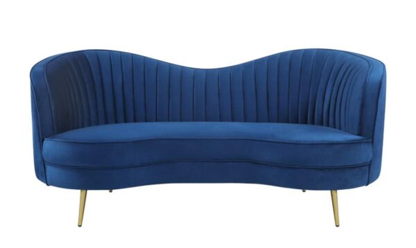 Sophia Upholstered Camel Back Loveseat Blue 506862 by Coaster Furniture 16