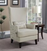 Curved Arm High Back Accent Chair Cream 904047 by Coaster Furniture Accent Chairs Mobilia Cleopatra 19 Curved Arm High Back Accent Chair Cream 904047 by Coaster Furniture 19