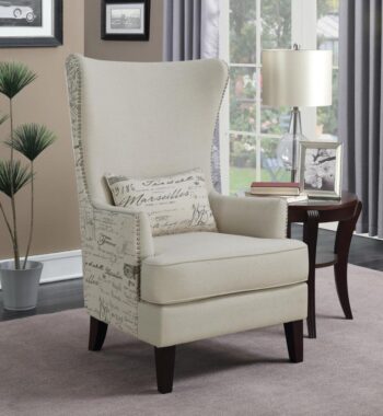 Curved Arm High Back Accent Chair Cream 904047 by Coaster Furniture