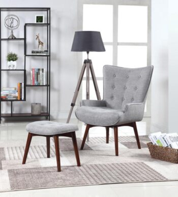 Upholstered Accent Chair with Ottoman Gray and Brown 904119 by Coaster Furniture