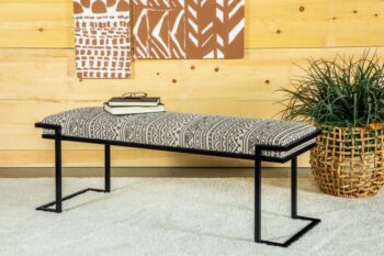 Upholstered Accent Bench Black and White 914142 by Coaster Furniture