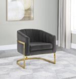 Tufted Barrel Accent Chair Dark Gray and Gold 903039 by Coaster Furniture 9