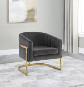 Tufted Barrel Accent Chair Dark Gray and Gold 903039 by Coaster Furniture