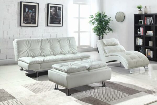 Dilleston Upholstered Chaise White 550078 by Coaster Furniture 8