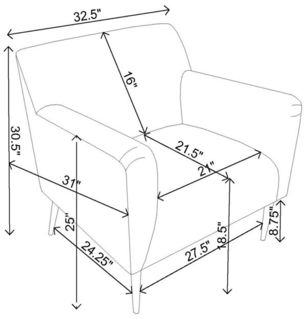 Sally Upholstered Track Arms Accent Chair Lemon 905639 by Coaster Furniture 16