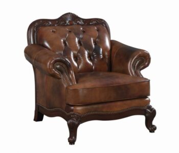 Victoria Rolled Arm Chair Tri-tone and Brown 500683 by Coaster Furniture