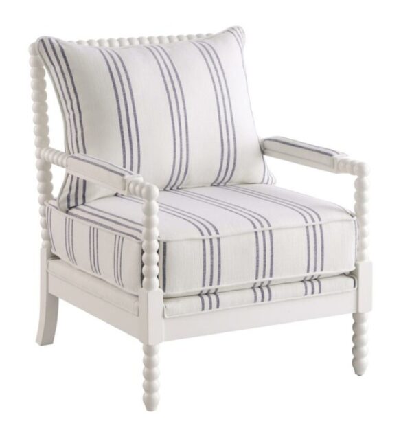 Upholstered Accent Chair with Spindle Accent White and Navy 903835 by Coaster Furniture 10