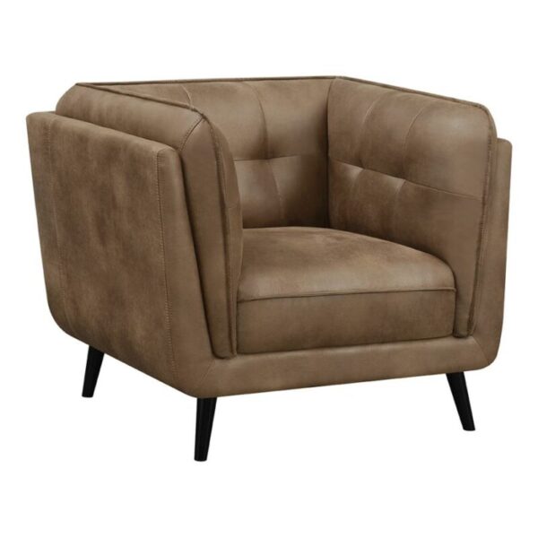 Thatcher Upholstered Button Tufted Chair Brown 509423 By Coaster Furniture | Mobilia Cleopatra Thatcher Upholstered Button Tufted Chair Brown 509423 by Coaster Furniture