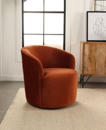 Joyce Sloped Arms Swivel Chair Burnt Orange 905631 by Coaster Furniture