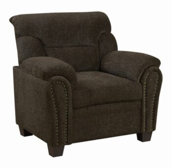 Clemintine Upholstered Chair with Nailhead Trim Brown 506573 by Coaster Furniture