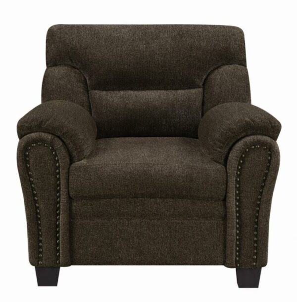 Clemintine Upholstered Chair with Nailhead Trim Brown 506573 by Coaster Furniture 12