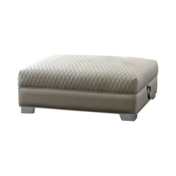 Chaviano upholstered ottoman pearl white 505394 by coaster furniture