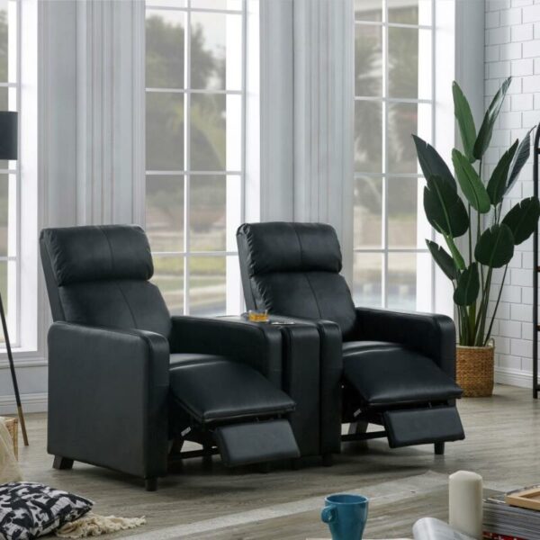 Toohey Home Theater Push Back Recliner Black 600181 by Coaster Furniture 29