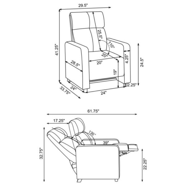 Toohey Home Theater Push Back Recliner Black 600181 by Coaster Furniture 32
