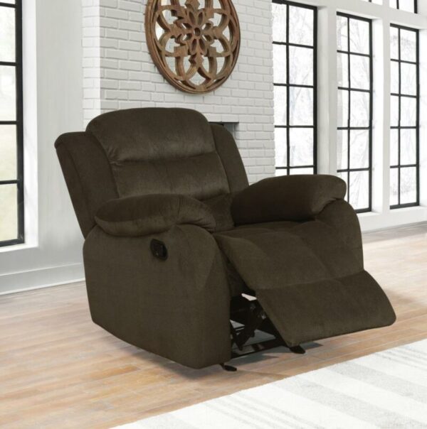 Rodman Upholstered Glider Recliner Chocolate 601883 by Coaster Furniture 13