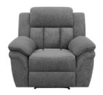 Bahrain Upholstered Glider Recliner Charcoal 609543 by Coaster Furniture 28