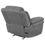 Bahrain Upholstered Power Glider Recliner Charcoal 609543P by Coaster Furniture 33