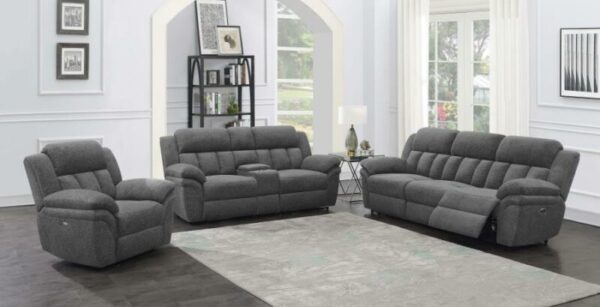 Bahrain Upholstered Power Glider Recliner Charcoal 609543P by Coaster Furniture 30