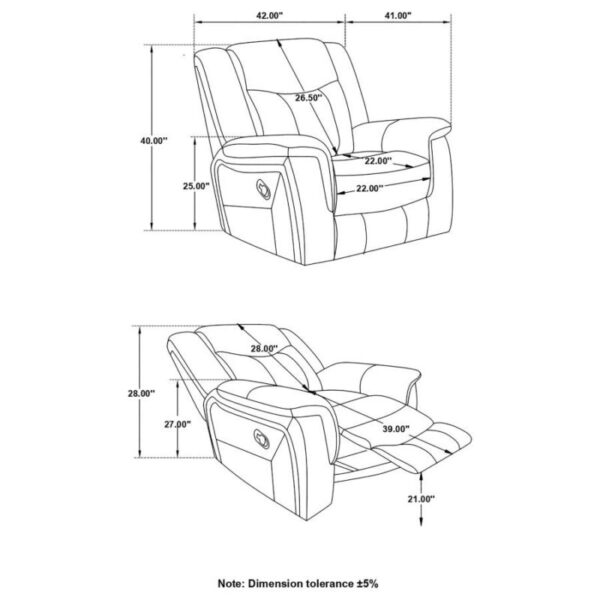Conrad Upholstered Motion Glider Recliner Grey 650356 by Coaster Furniture 12