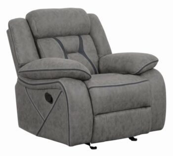 Higgins Overstuffed Upholstered Glider Recliner Grey 602263 by Coaster Furniture
