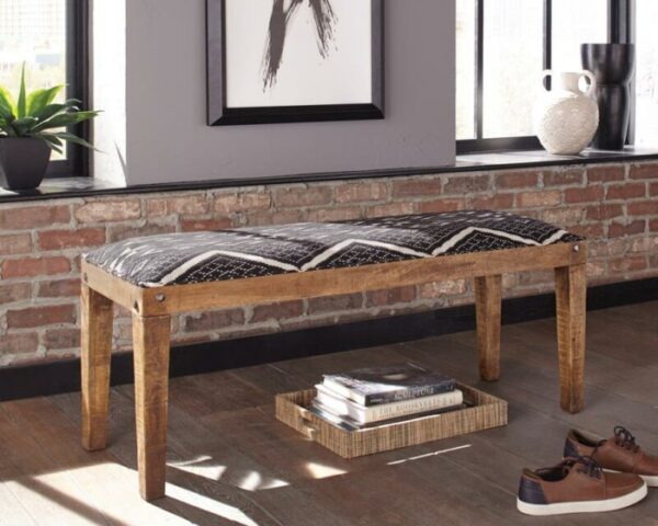 Serene Rectangular Upholstered Bench Natural and Navy 910177 by Coaster Furniture 8