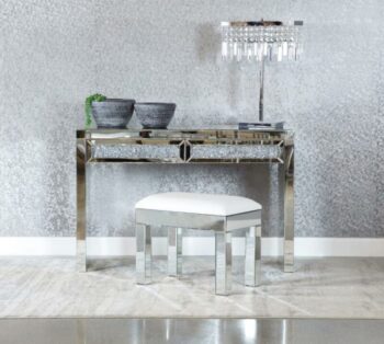 Rectangular Upholstered Vanity Stool White and Mirror 919523 by Coaster Furniture