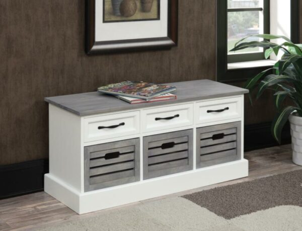 3-drawer Storage Bench White and Weathered Grey 501196 by Coaster Furniture 12