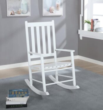Slat Back Wooden Rocking Chair White 609455 by Coaster Furniture