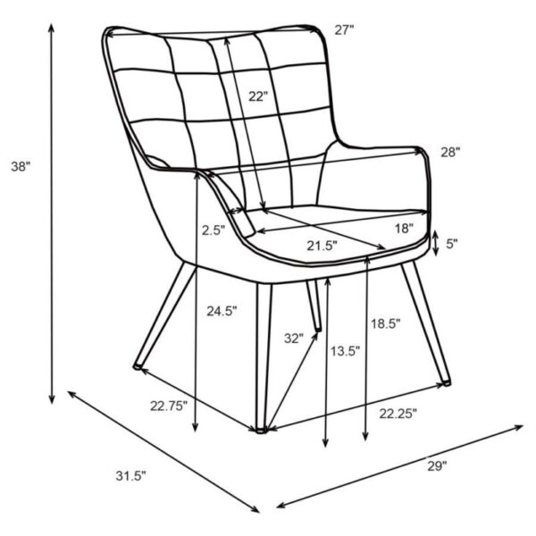 Upholstered Flared Arms Accent Chair with Grid Tufted 909468 by Coaster Furniture 21