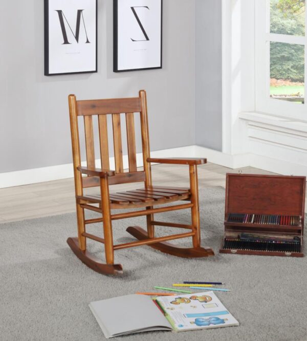 Slat Back Youth Rocking Chair Golden Brown 609452 by Coaster Furniture 5