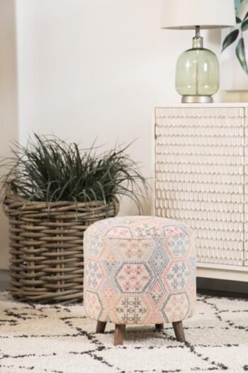 Ikat Pattern Round Accent Stool Multi-color 915150 by Coaster Furniture