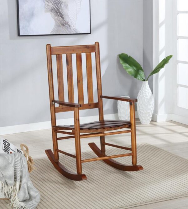 Slat Back Wooden Rocking Chair Golden Brown 609457 by Coaster Furniture 5
