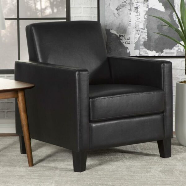 Julio Upholstered Accent Chair With Track Arms Black 909478 By Coaster Furniture | Mobilia Cleopatra Julio Upholstered Accent Chair with Track Arms Black 909478 by Coaster Furniture